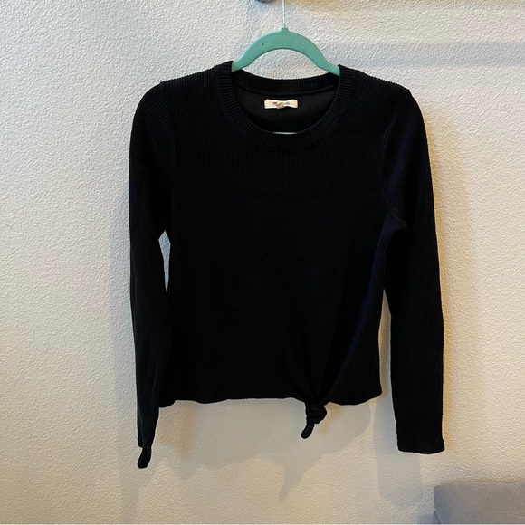 MADEWELL Black Elwood Knot Front Ribbed Long Sleeve Size Small - Picture 3 of 8